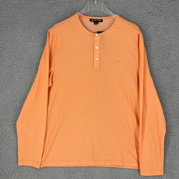 Michael Kors Other - Michael Kors Amber Orange crew neck half button long sleeve size large shirt